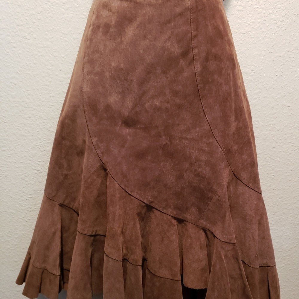 Newport News leather layered skirt size 10 Brown